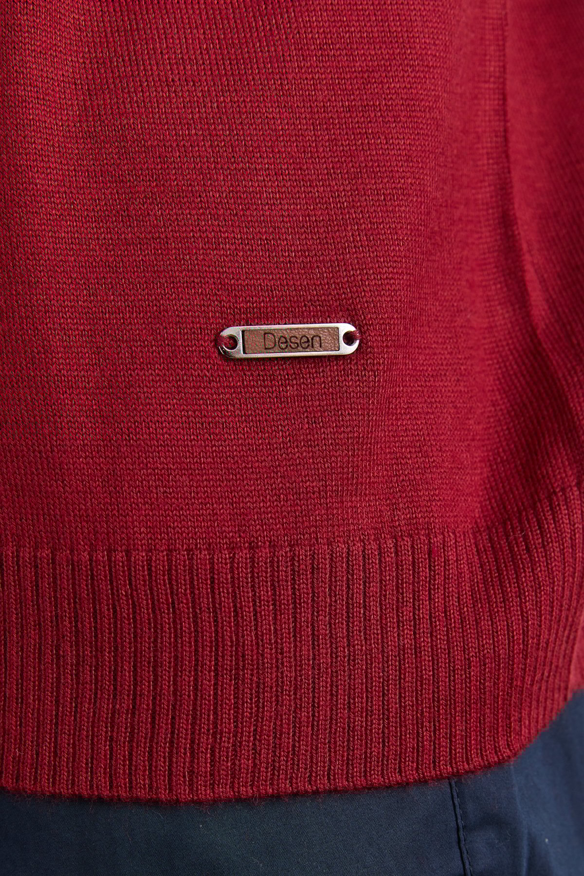 23666Erkek Yarım Balıkçı Yaka Yün Ceket Bordo