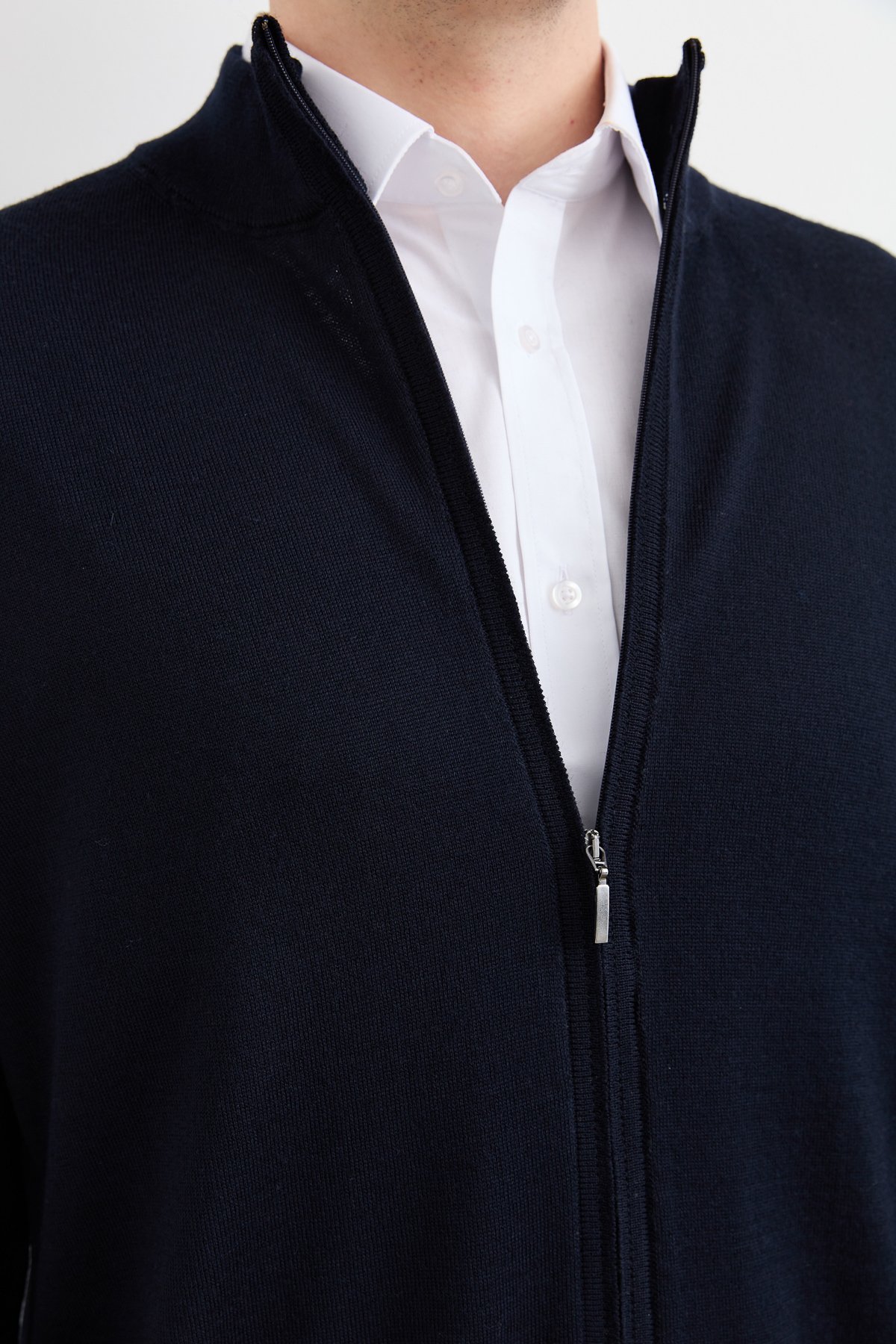 23666Erkek Yarım Balıkçı Yaka Yün Ceket Lacivert