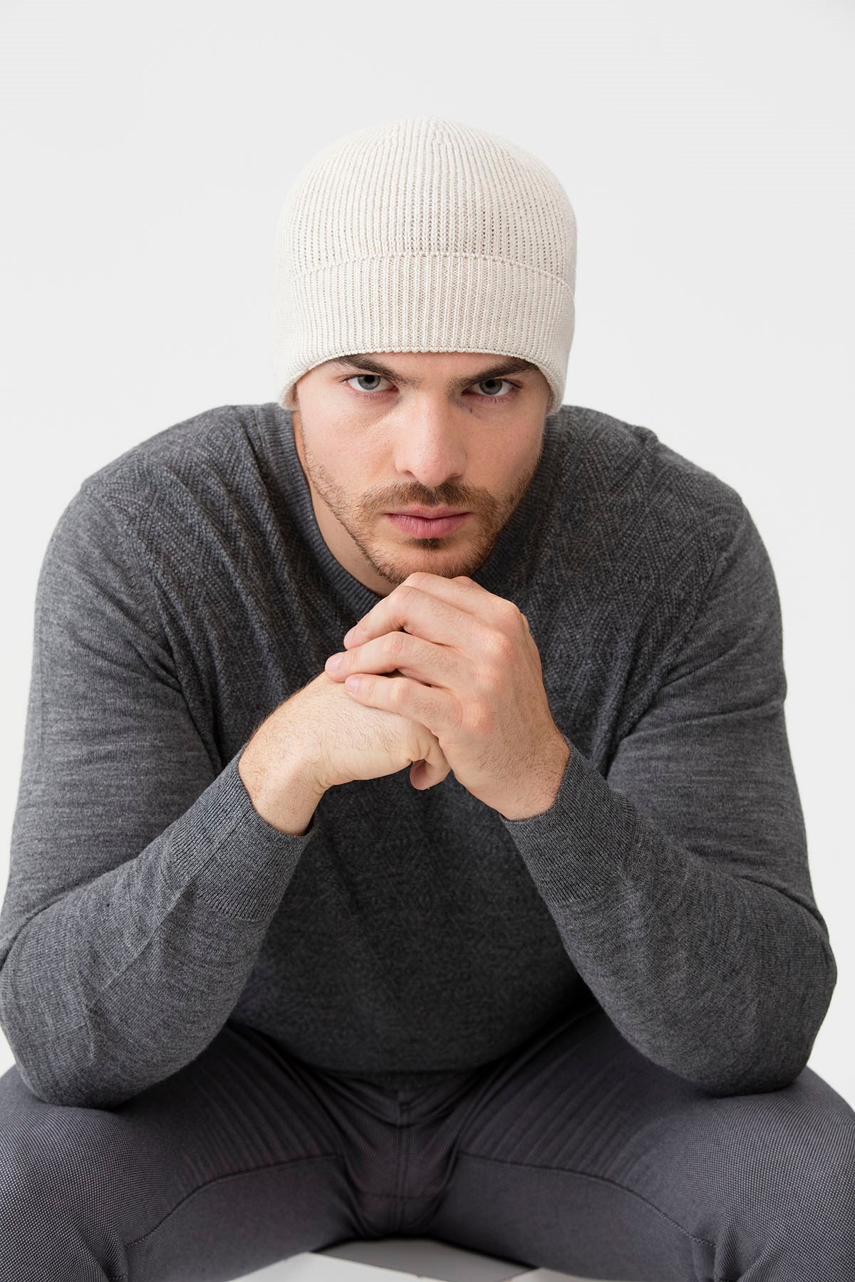 22558Erkek Yün Bere Bej