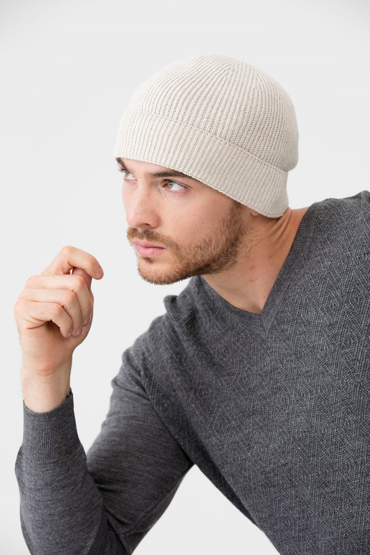 22558Erkek Yün Bere Bej