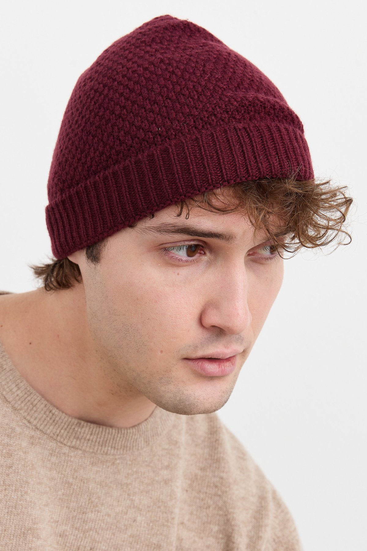 22542Erkek Yün Bere Bordo