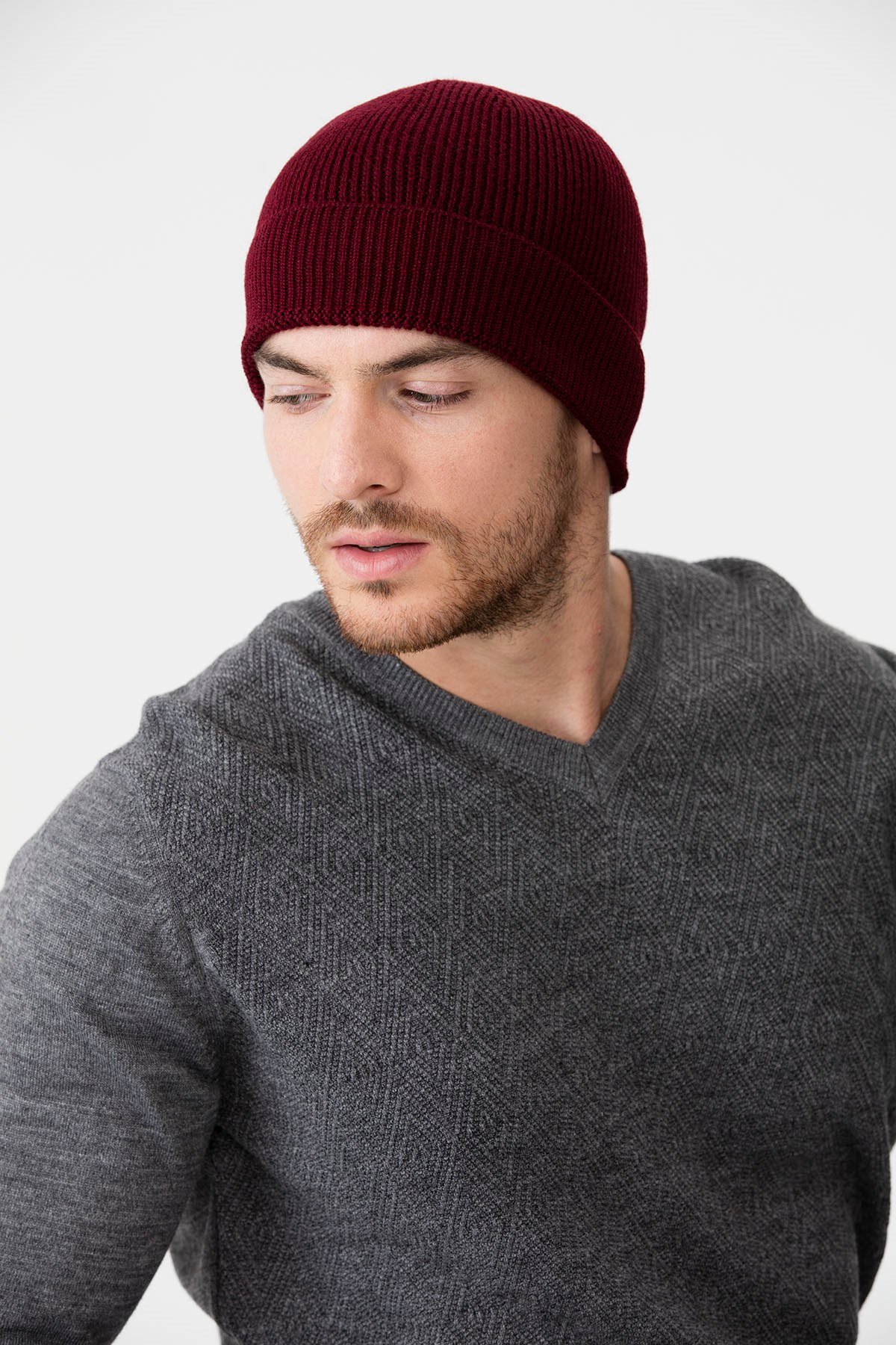 22558Erkek Yün Bere Bordo