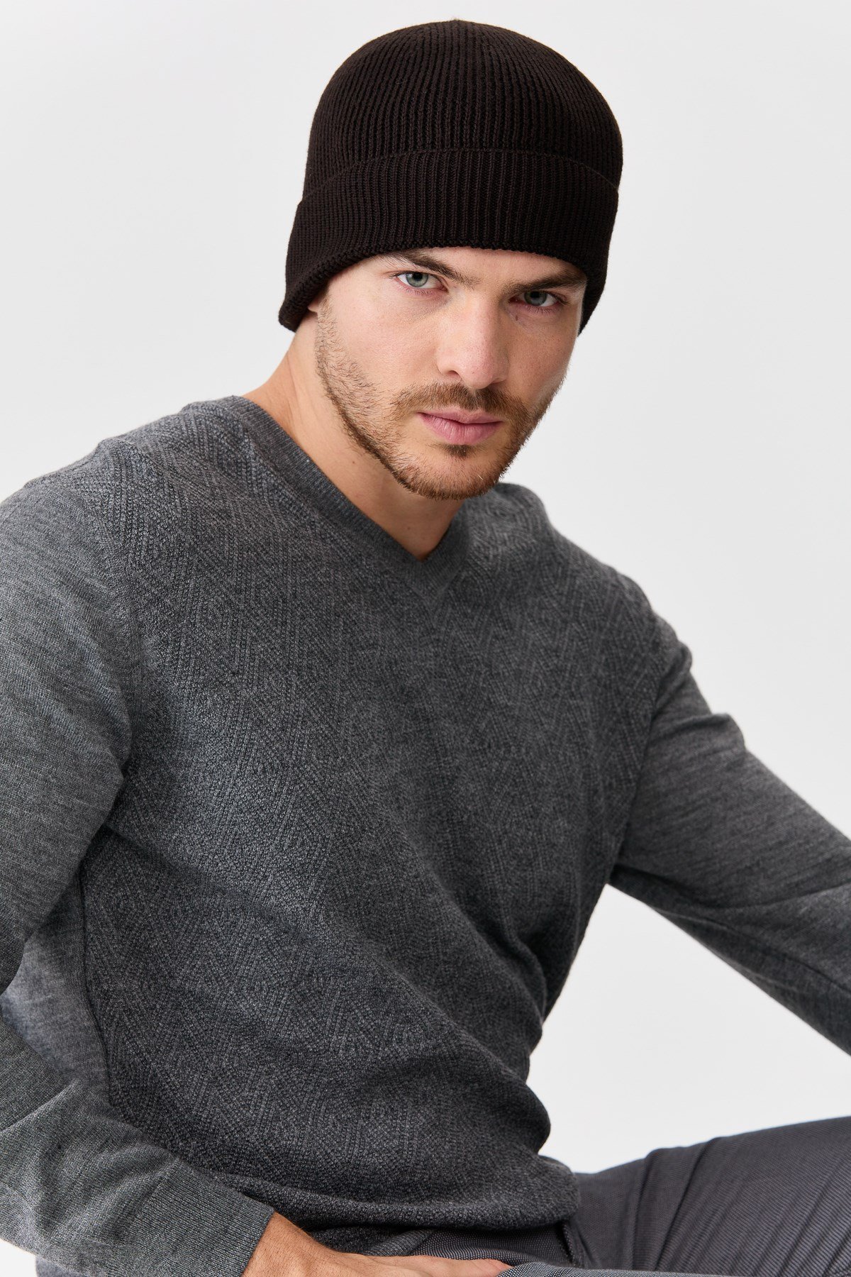 22558Erkek Yün Bere K.Kahve