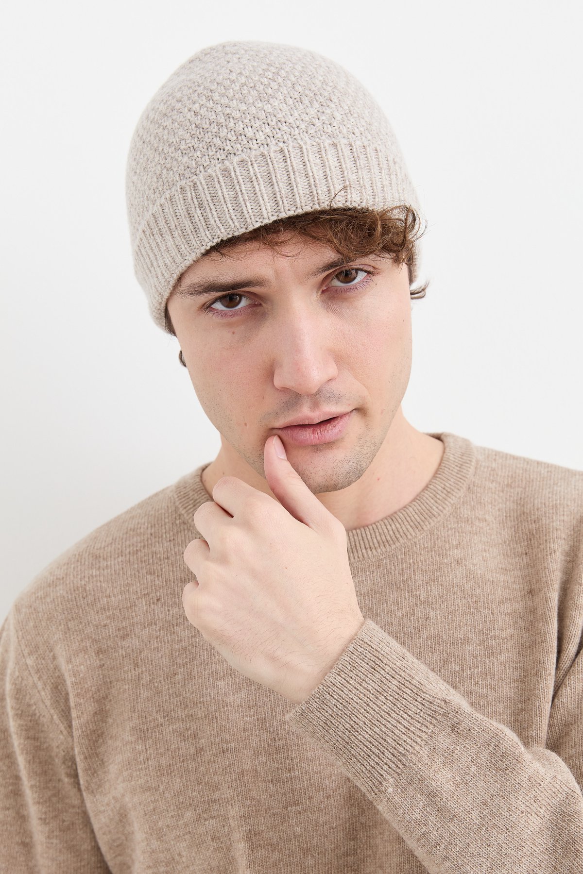 22542Erkek Yün Bere V.Bej