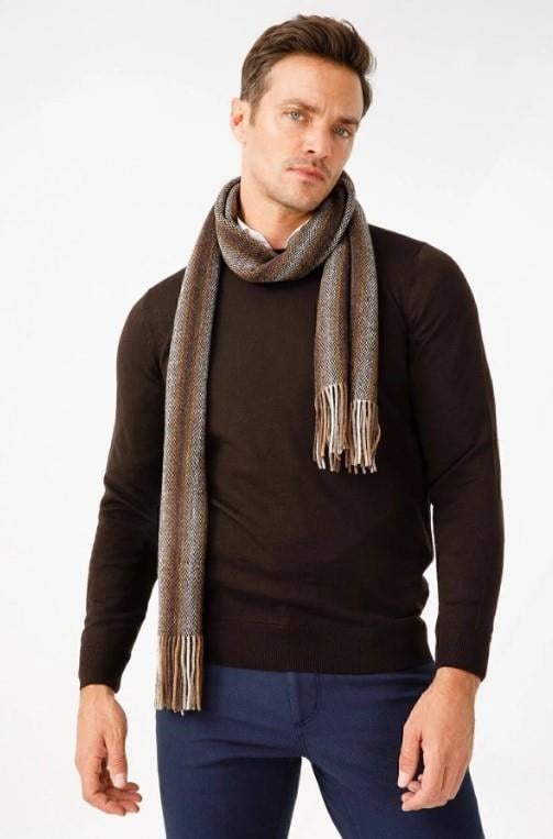 21526Мужской шерстяной шарф темно-коричневый