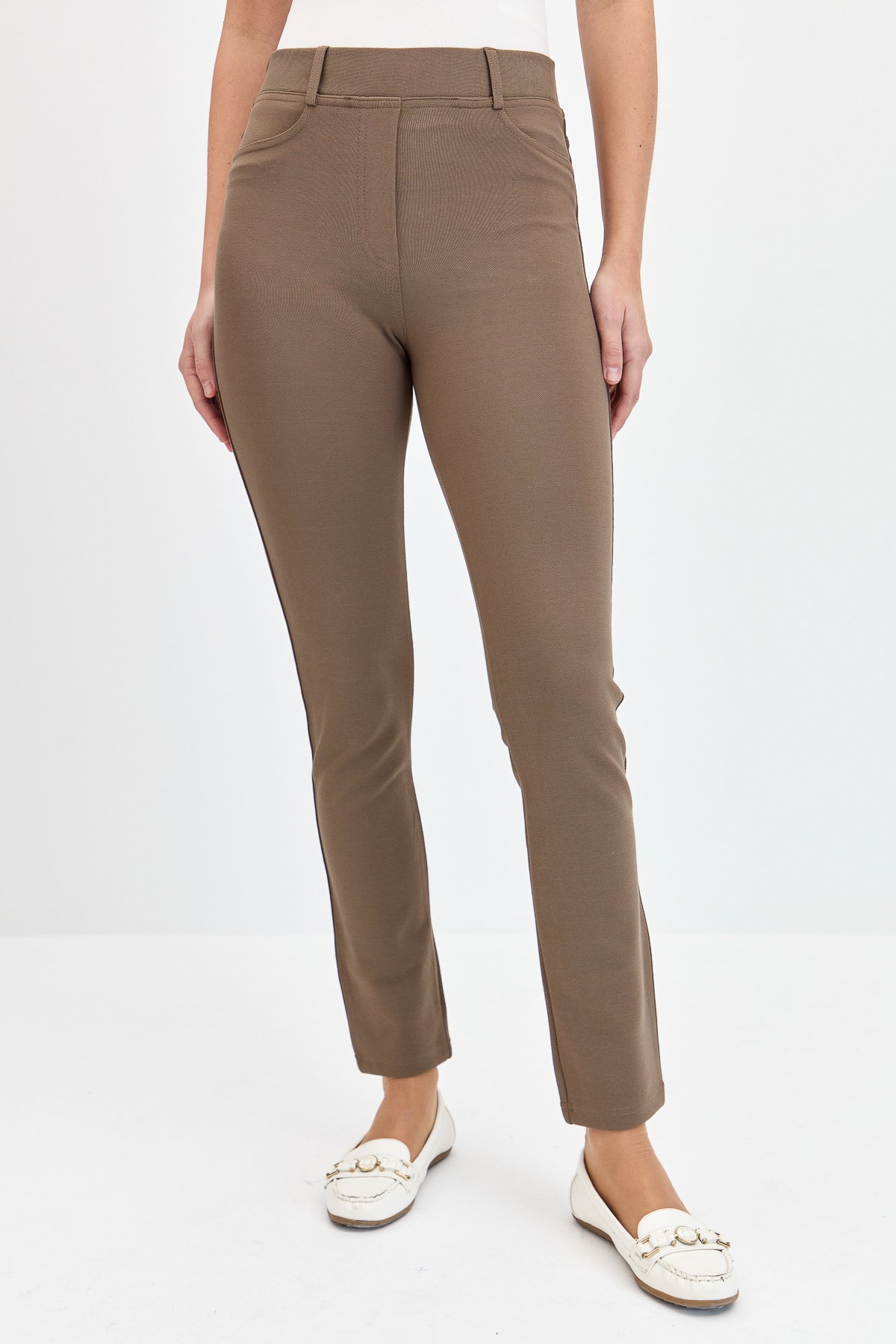 KMKPT002Kadın 5 Cepli Tayt Pantolon Camel