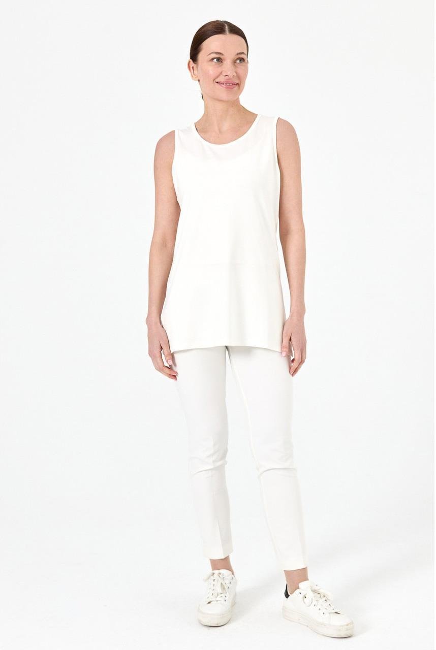 20868Kadın Askılı Penye T-shirt Ekru