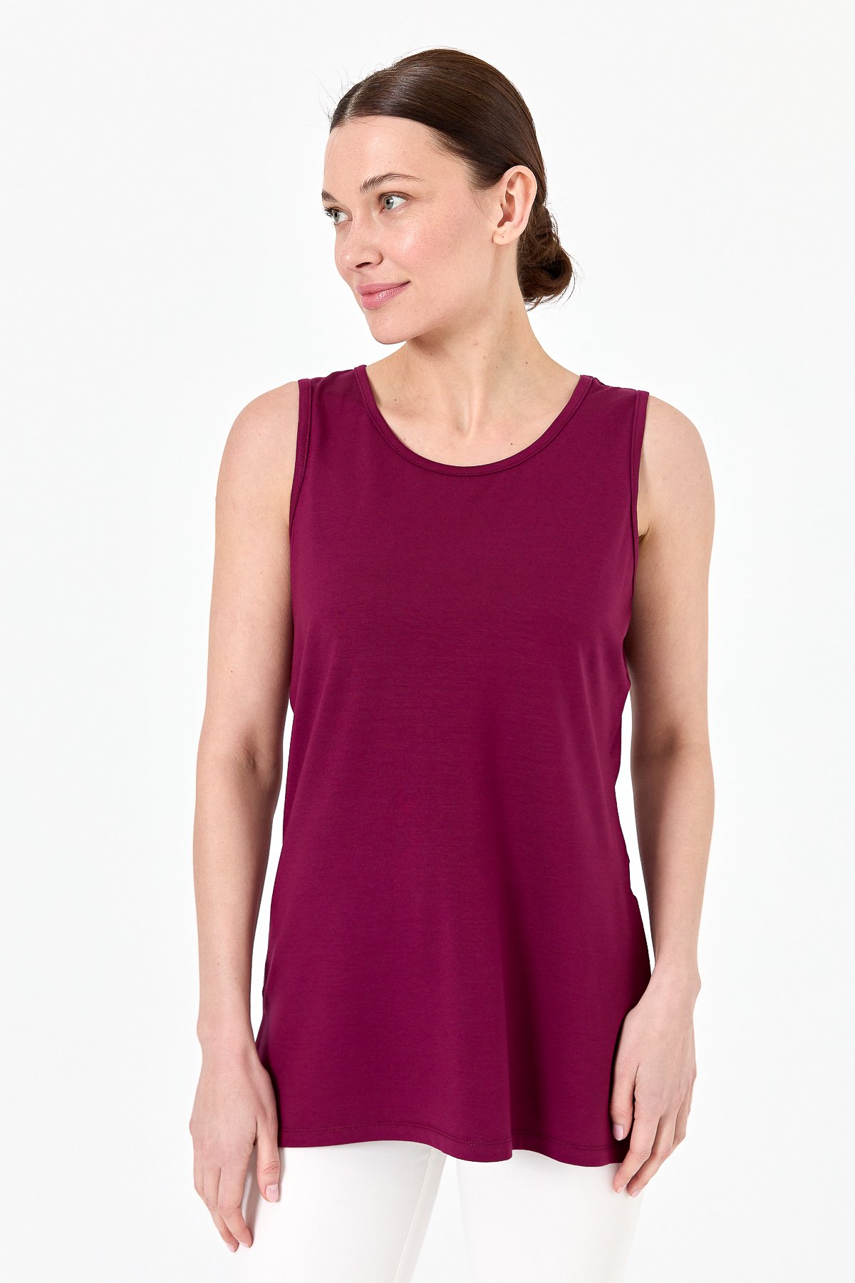 20868Kadın Askılı Penye T-shirt K.Mürdüm