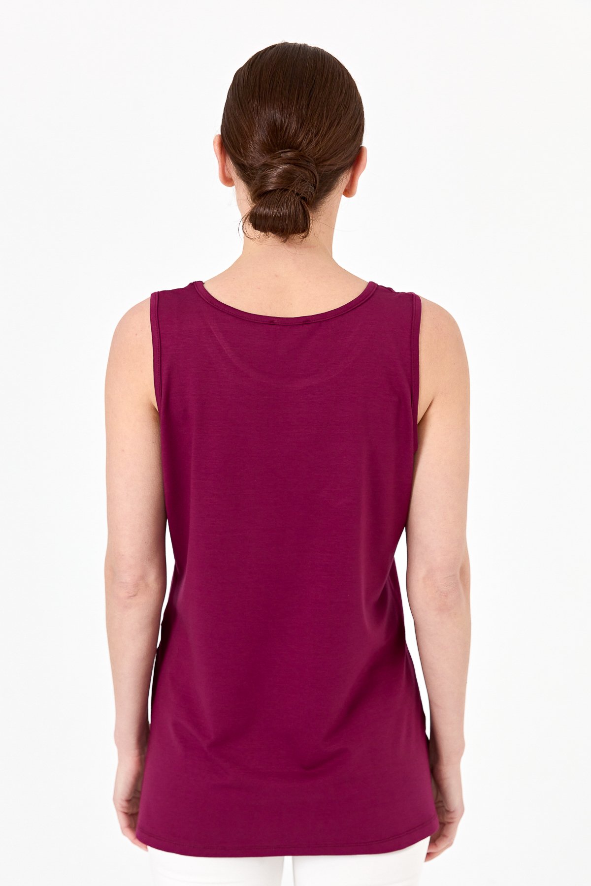 20868Kadın Askılı Penye T-shirt K.Mürdüm