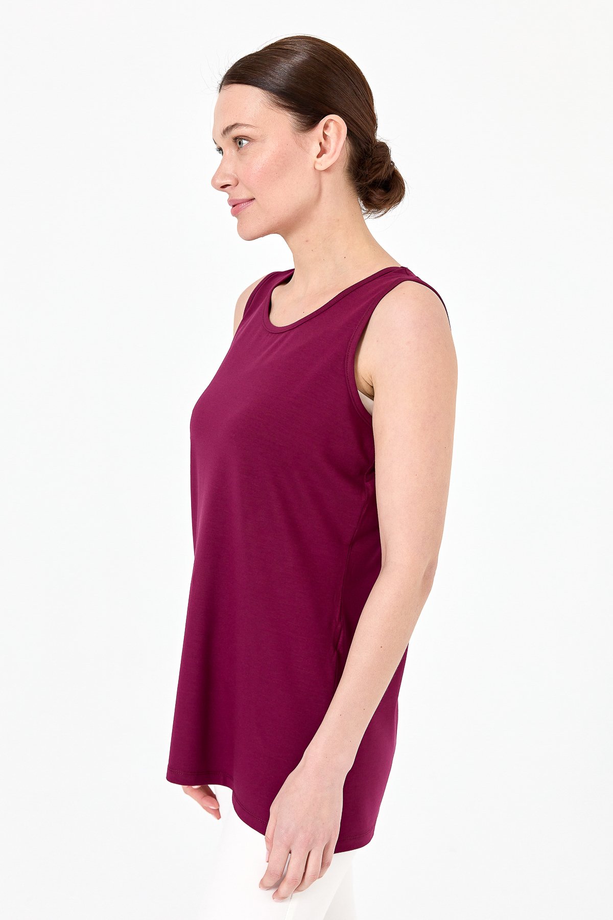 20868Kadın Askılı Penye T-shirt K.Mürdüm