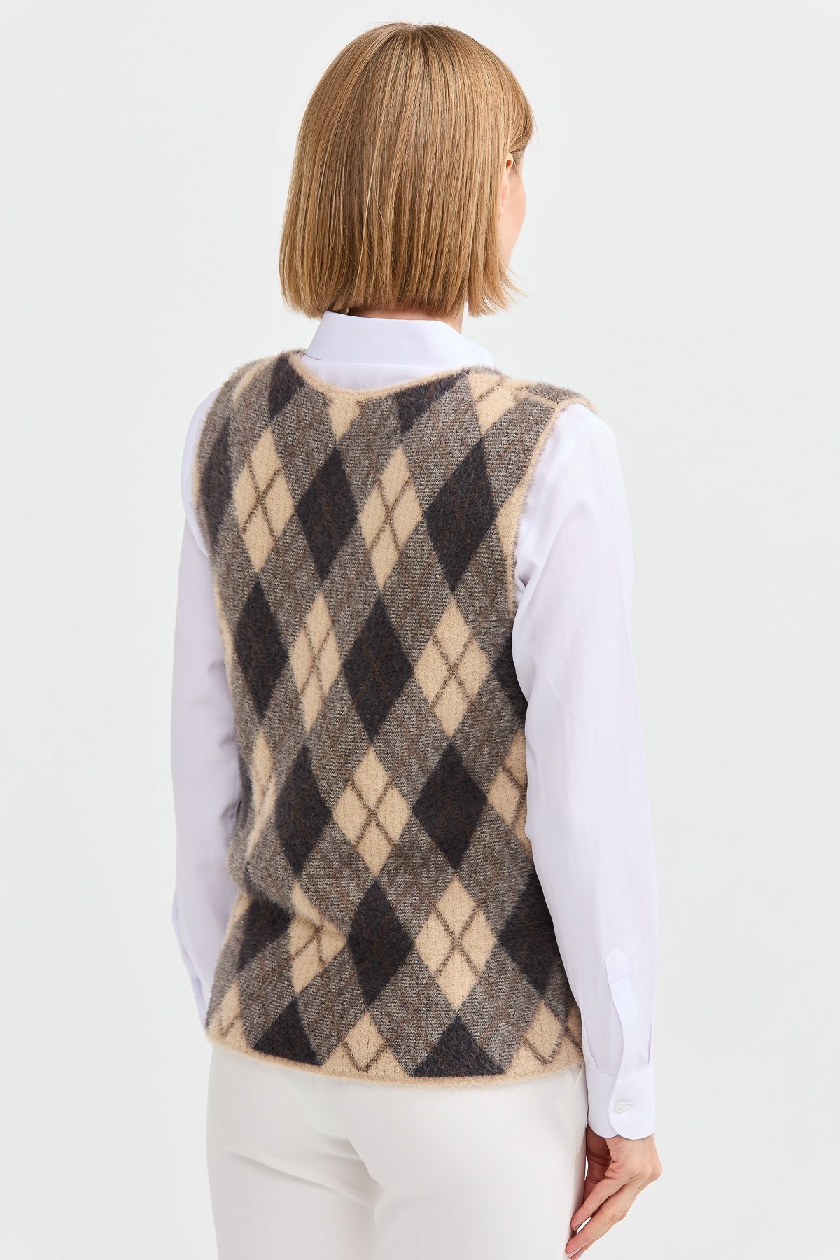 22266Kadın Baklava Desenli Süveter 12