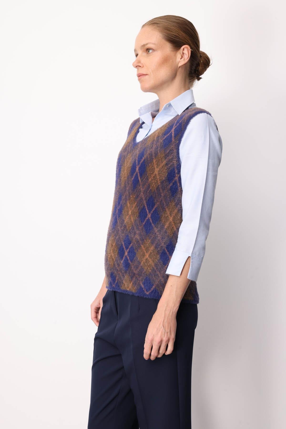 22266Kadın Baklava Desenli Süveter 13