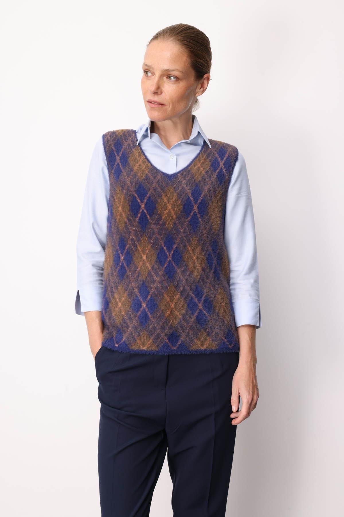 22266Kadın Baklava Desenli Süveter 13