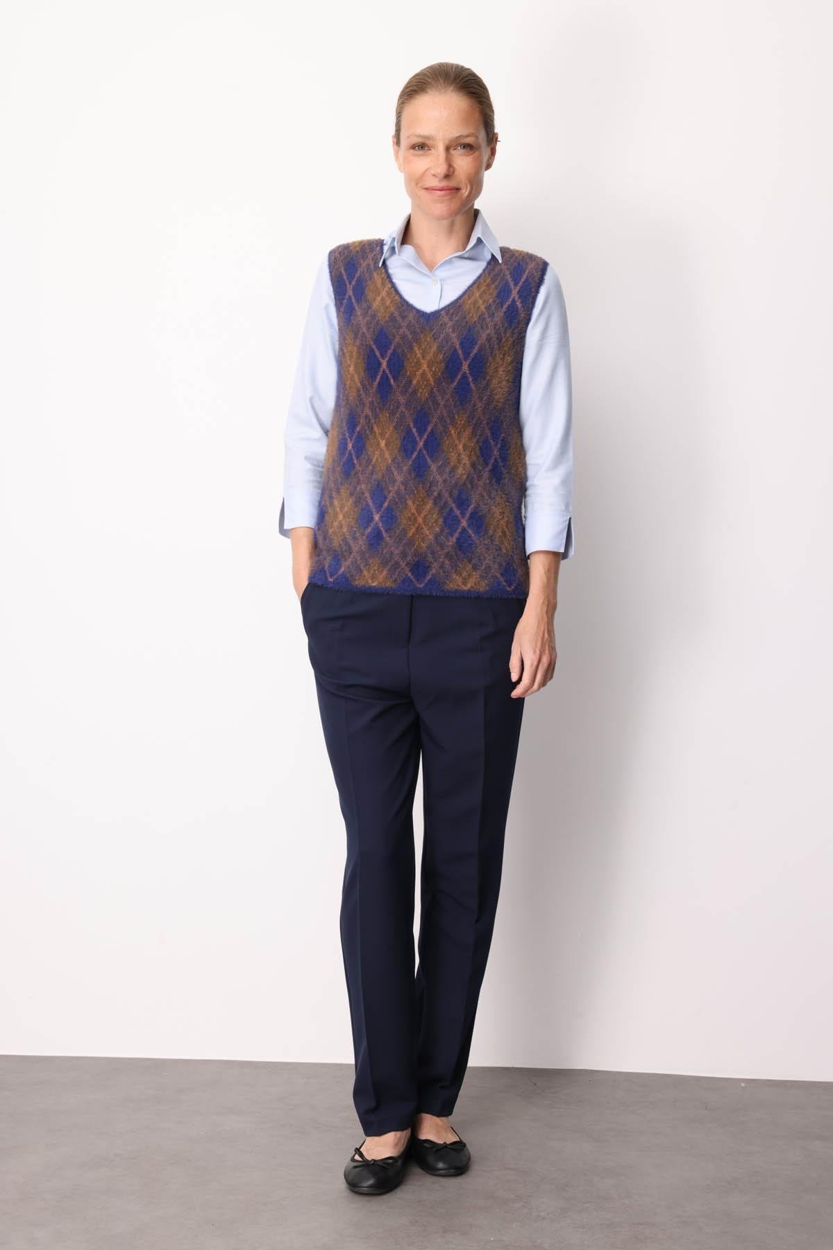 22266Kadın Baklava Desenli Süveter 13