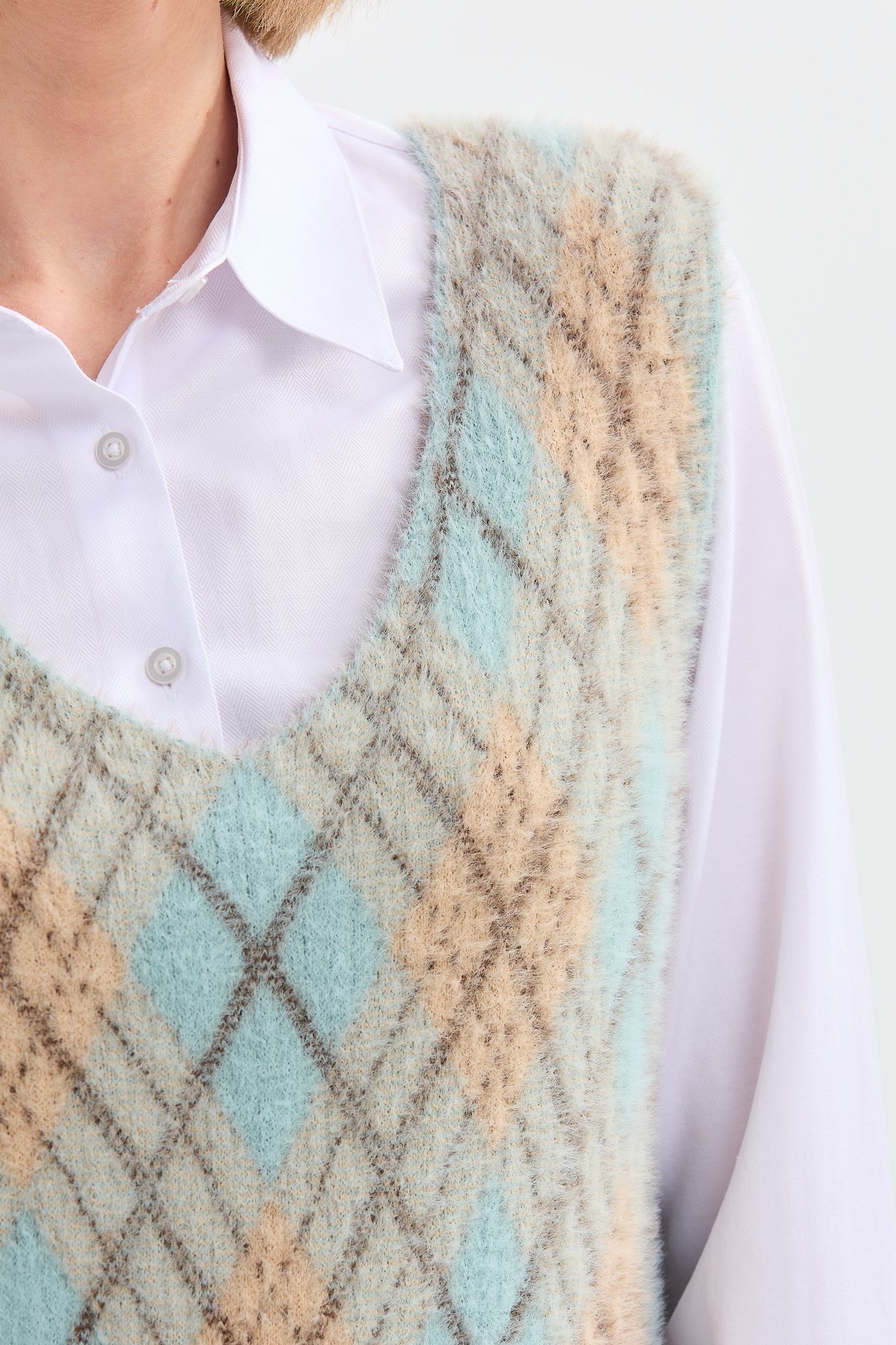 22266Kadın Baklava Desenli Süveter 14