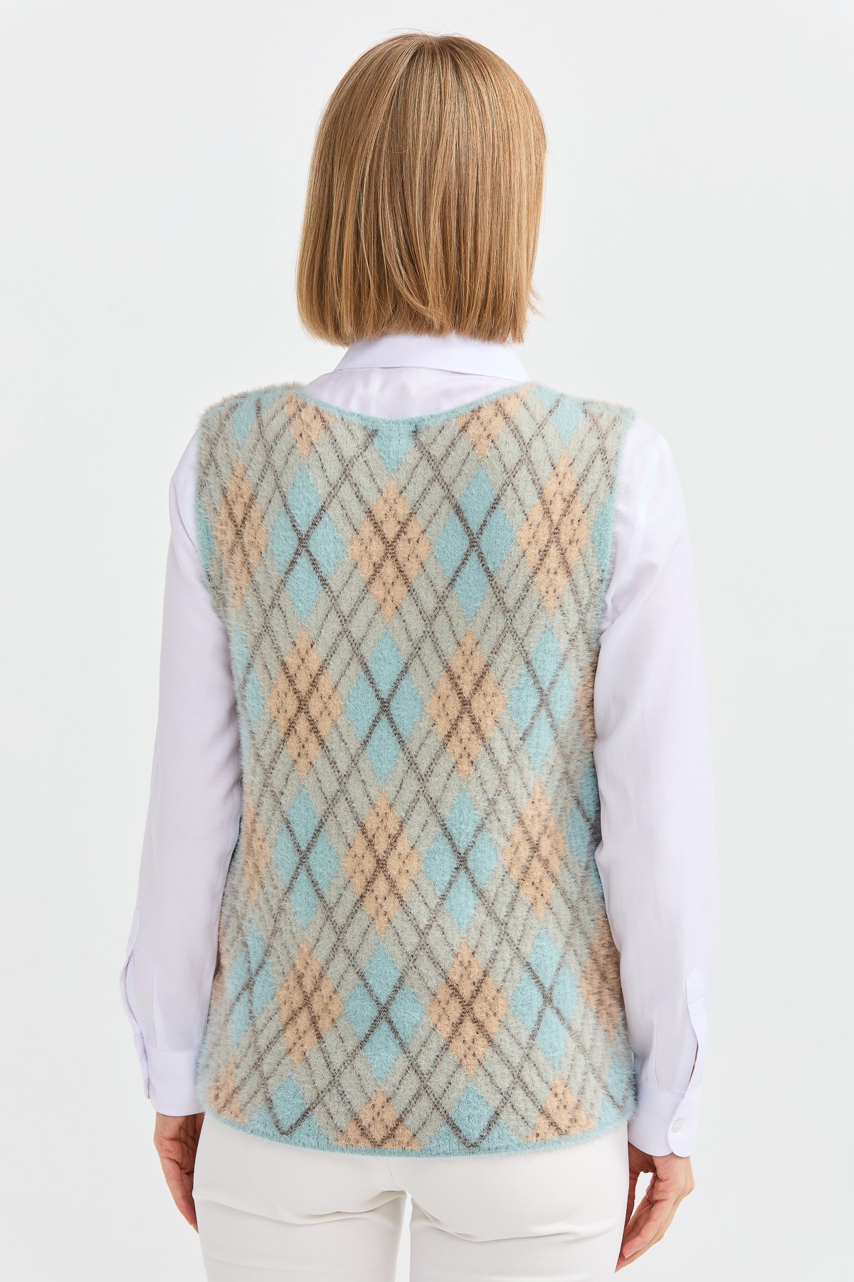 22266Kadın Baklava Desenli Süveter 14