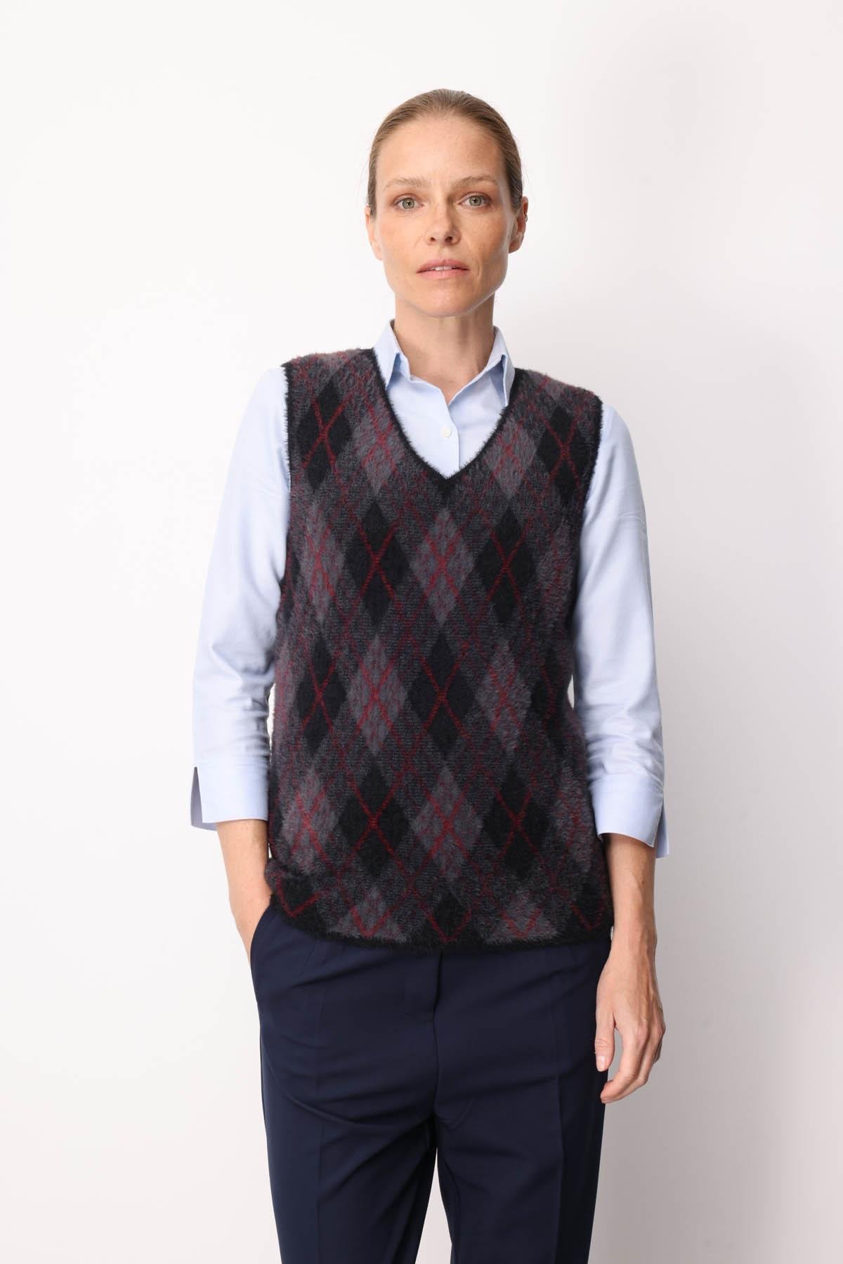 22266Kadın Baklava Desenli Süveter 17