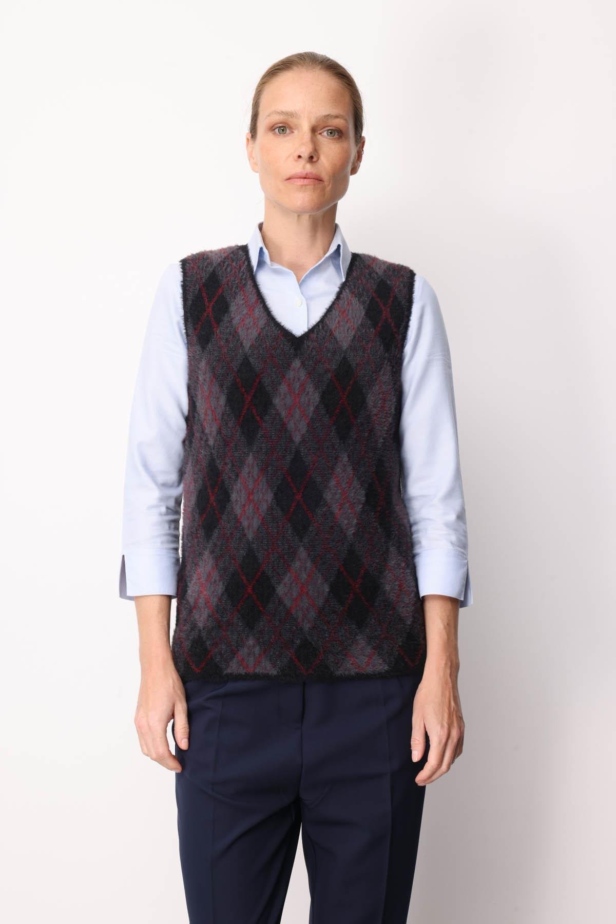 22266Kadın Baklava Desenli Süveter 17