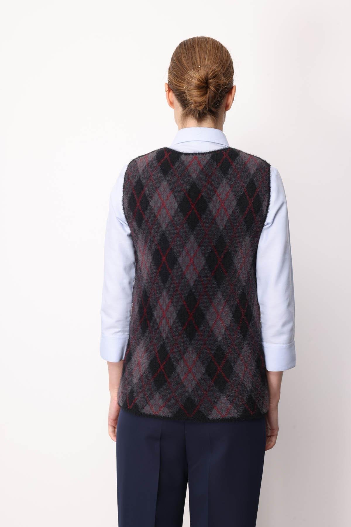 22266Kadın Baklava Desenli Süveter 17