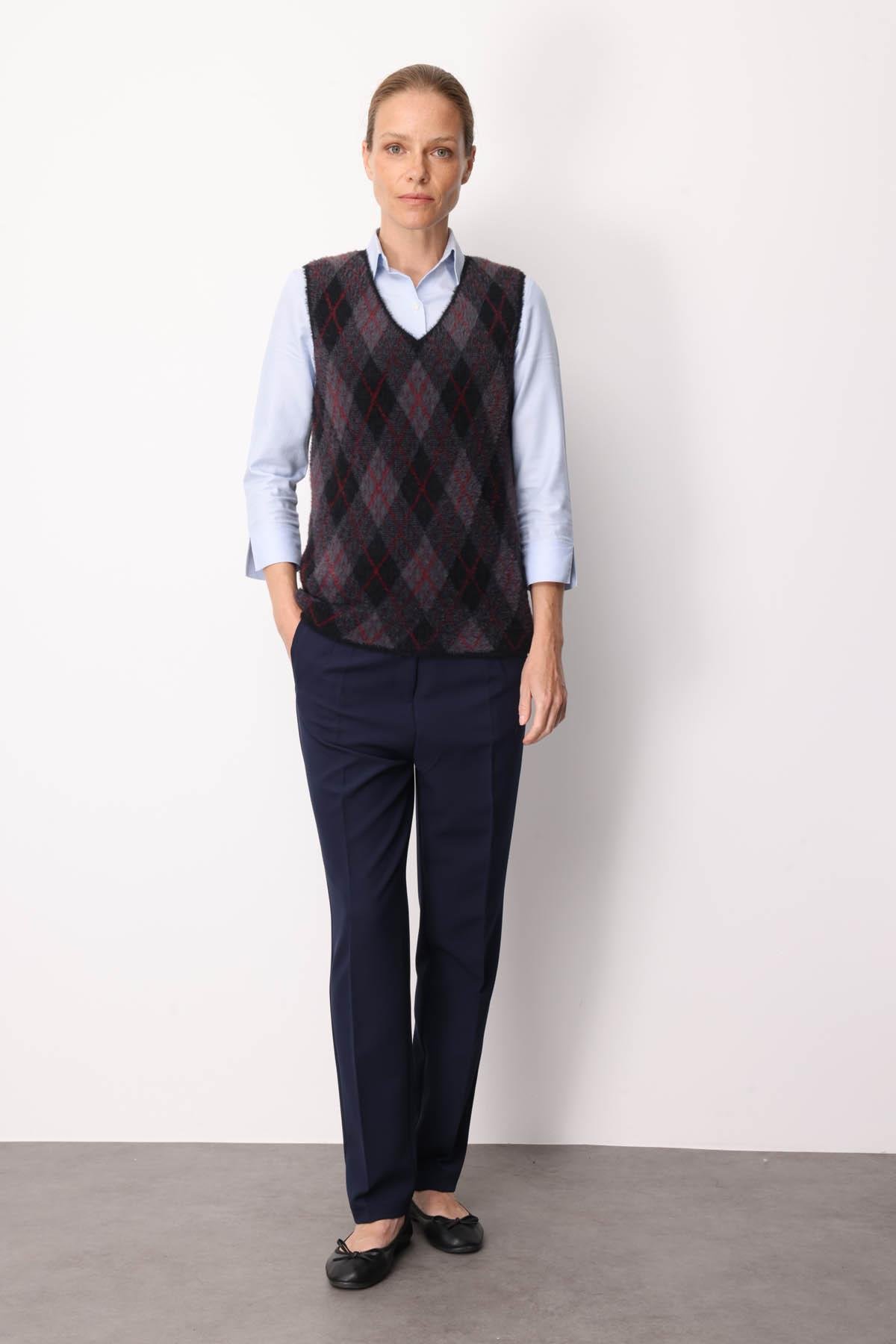 22266Kadın Baklava Desenli Süveter 17