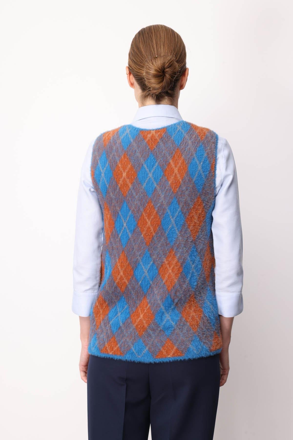 22266Kadın Baklava Desenli Süveter 21