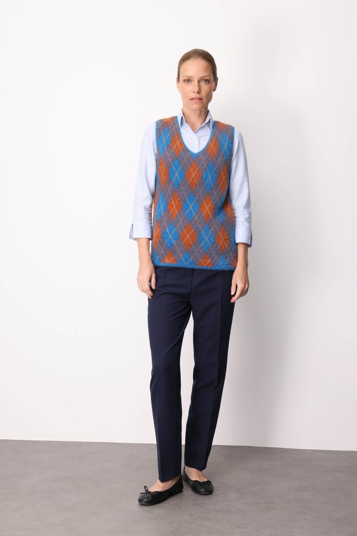 22266Kadın Baklava Desenli Süveter 21