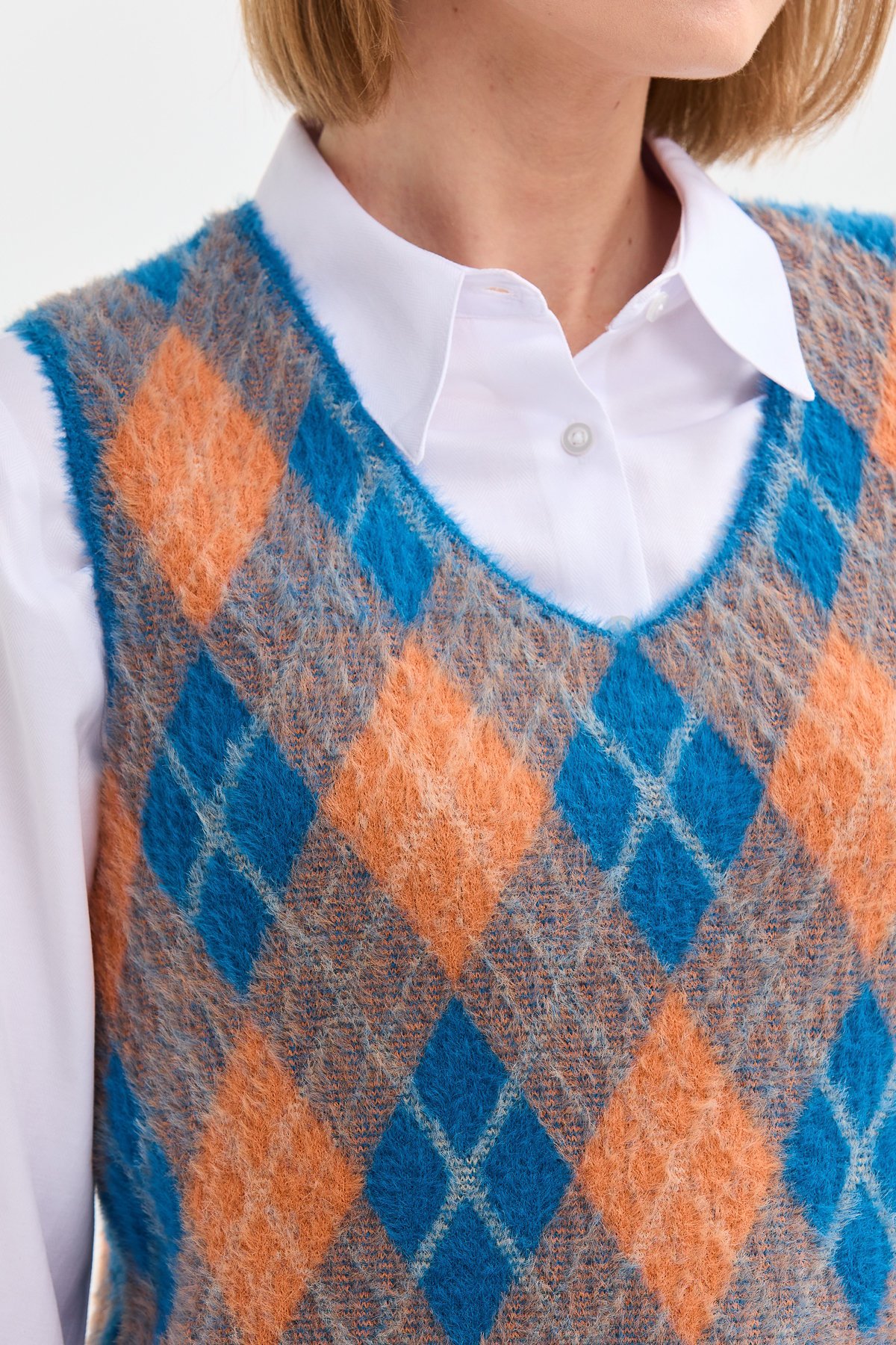 22266Kadın Baklava Desenli Süveter 23