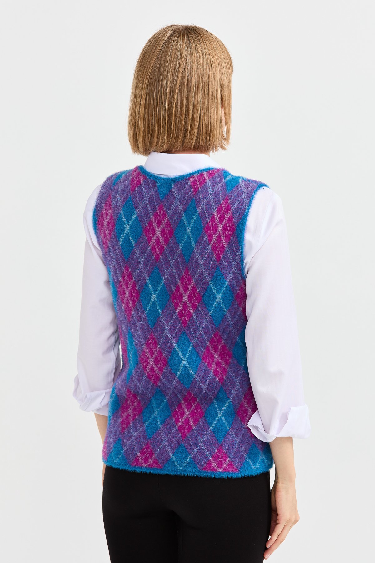 22266Kadın Baklava Desenli Süveter 24