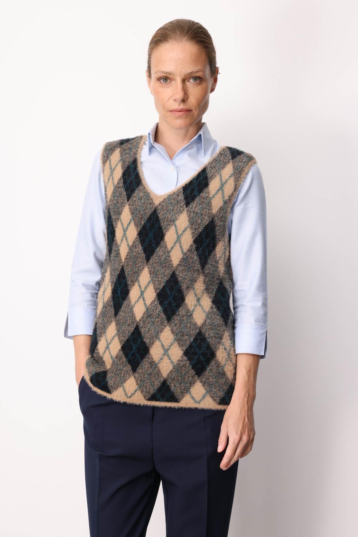 22266Kadın Baklava Desenli Süveter 25