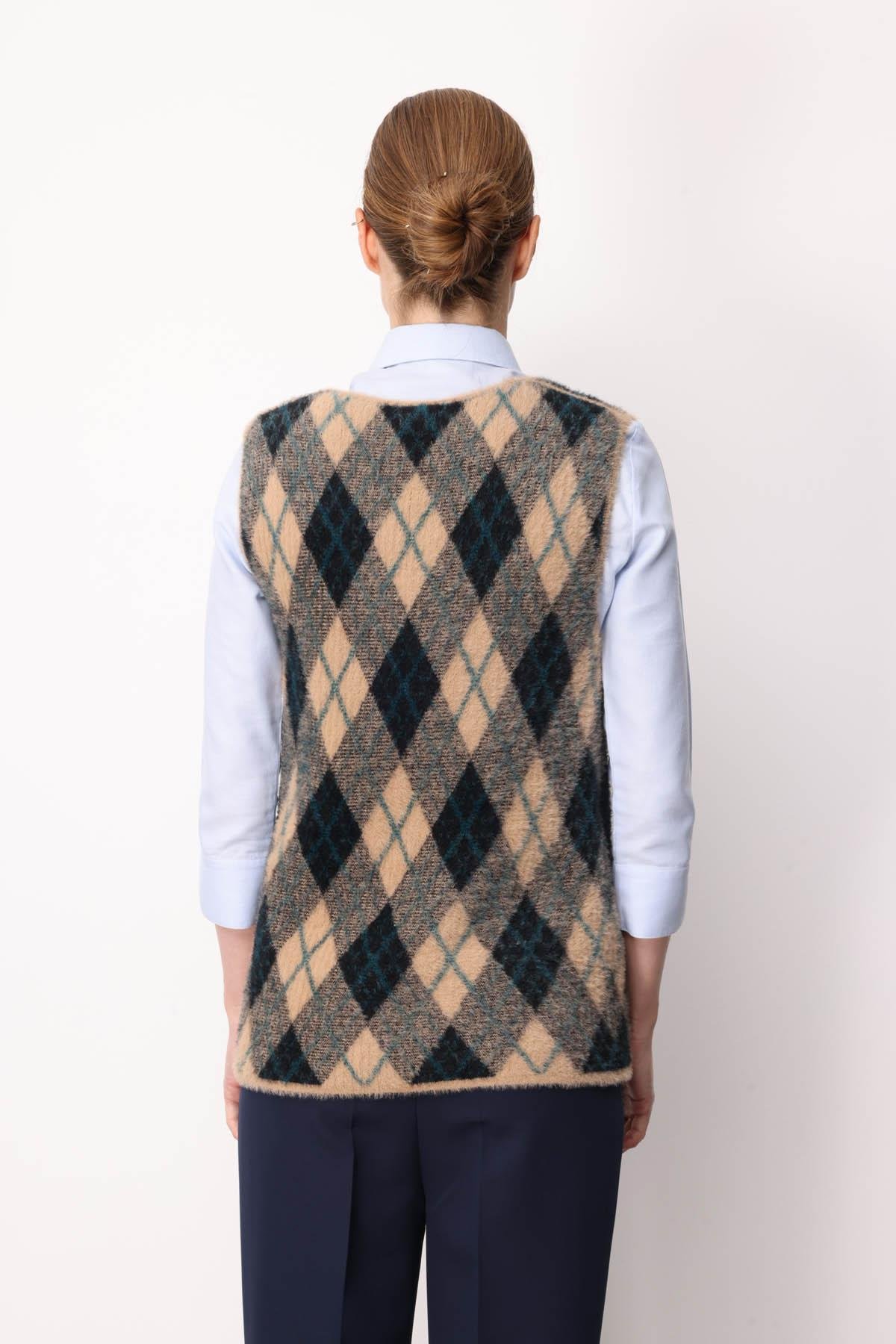 22266Kadın Baklava Desenli Süveter 25