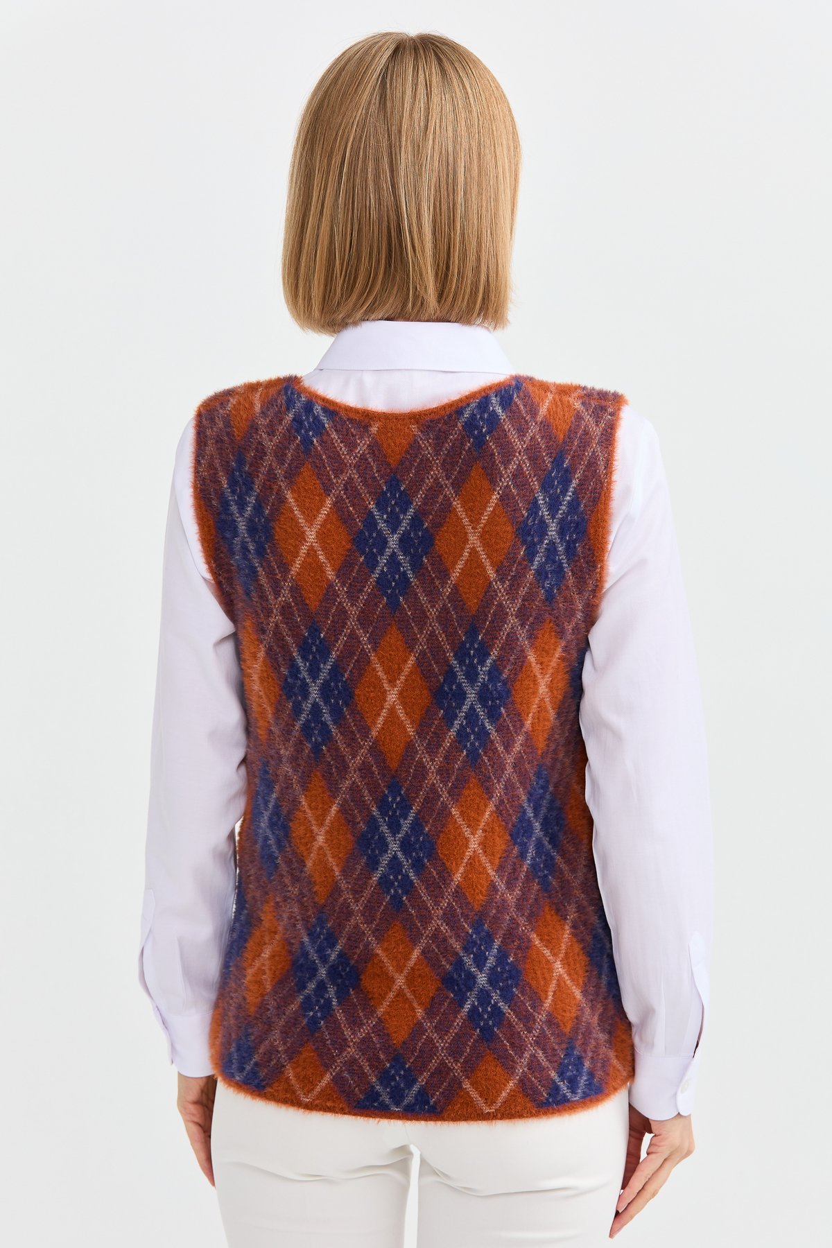 22266Kadın Baklava Desenli Süveter 2