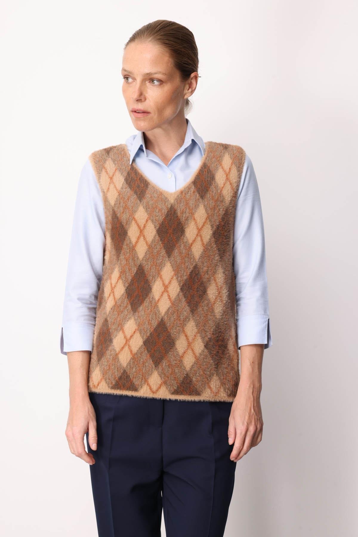 22266Kadın Baklava Desenli Süveter 37