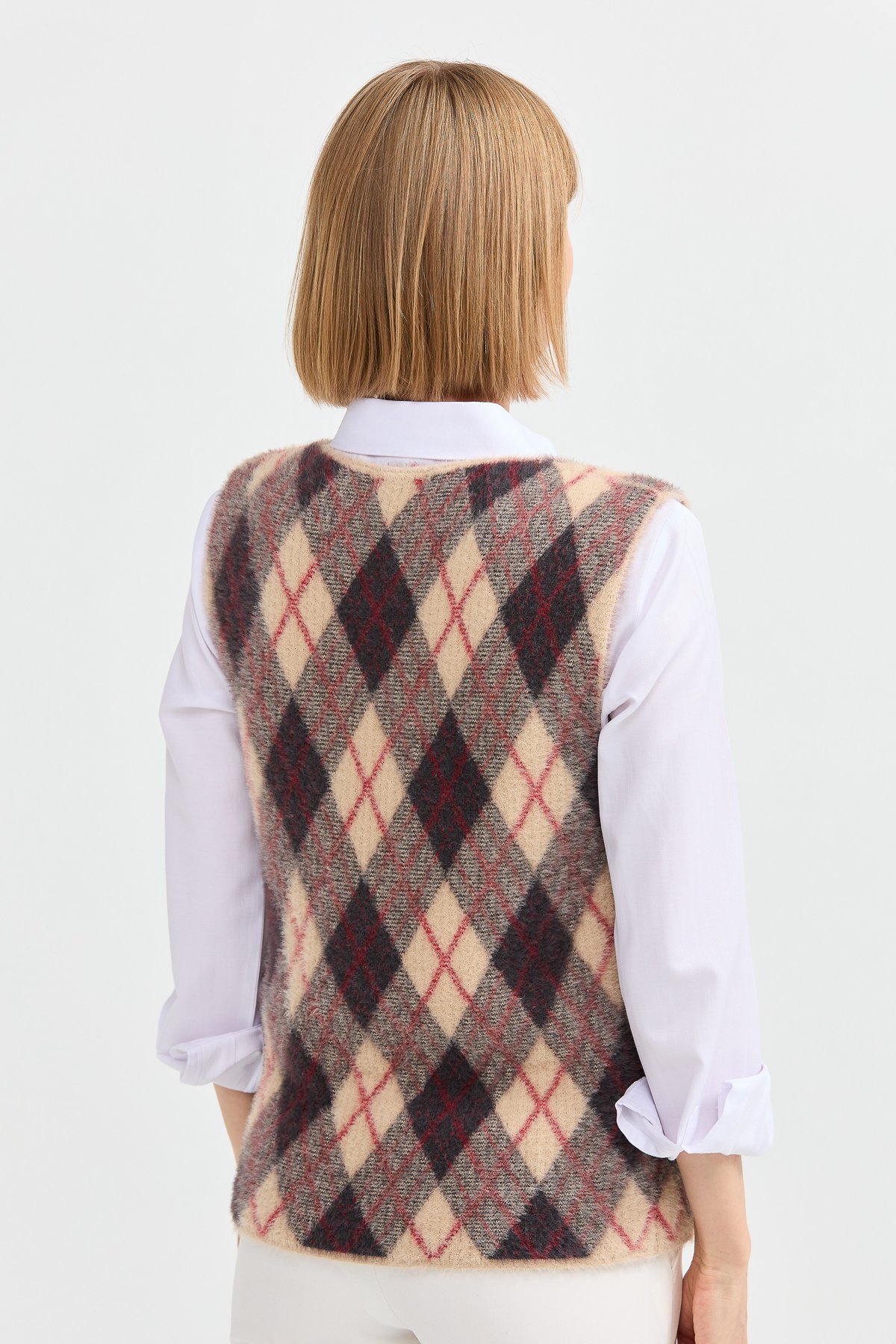 22266Kadın Baklava Desenli Süveter 3