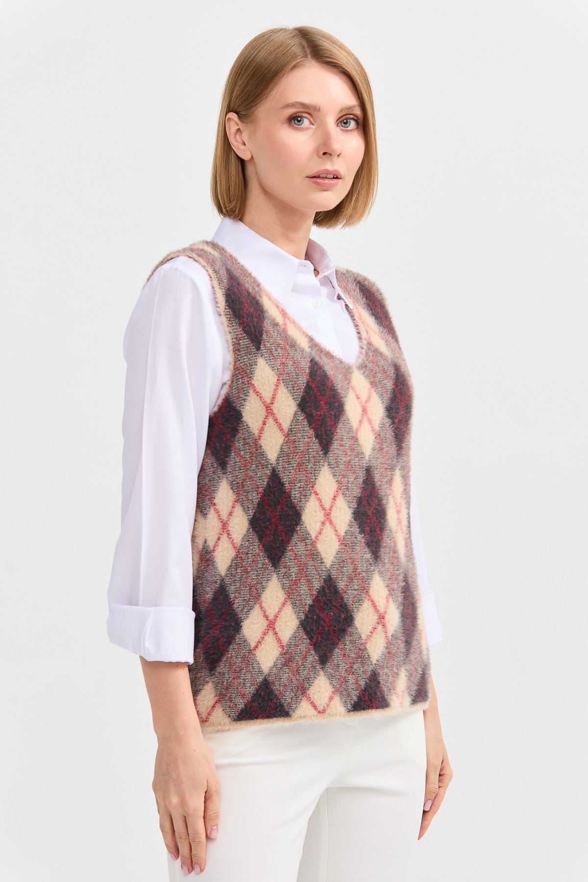 22266Kadın Baklava Desenli Süveter 3