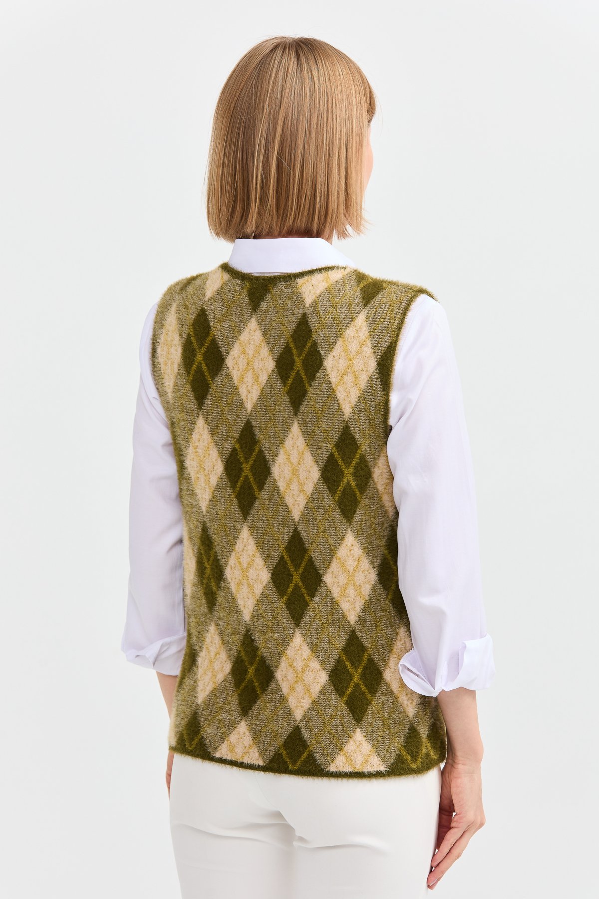 22266Kadın Baklava Desenli Süveter 4
