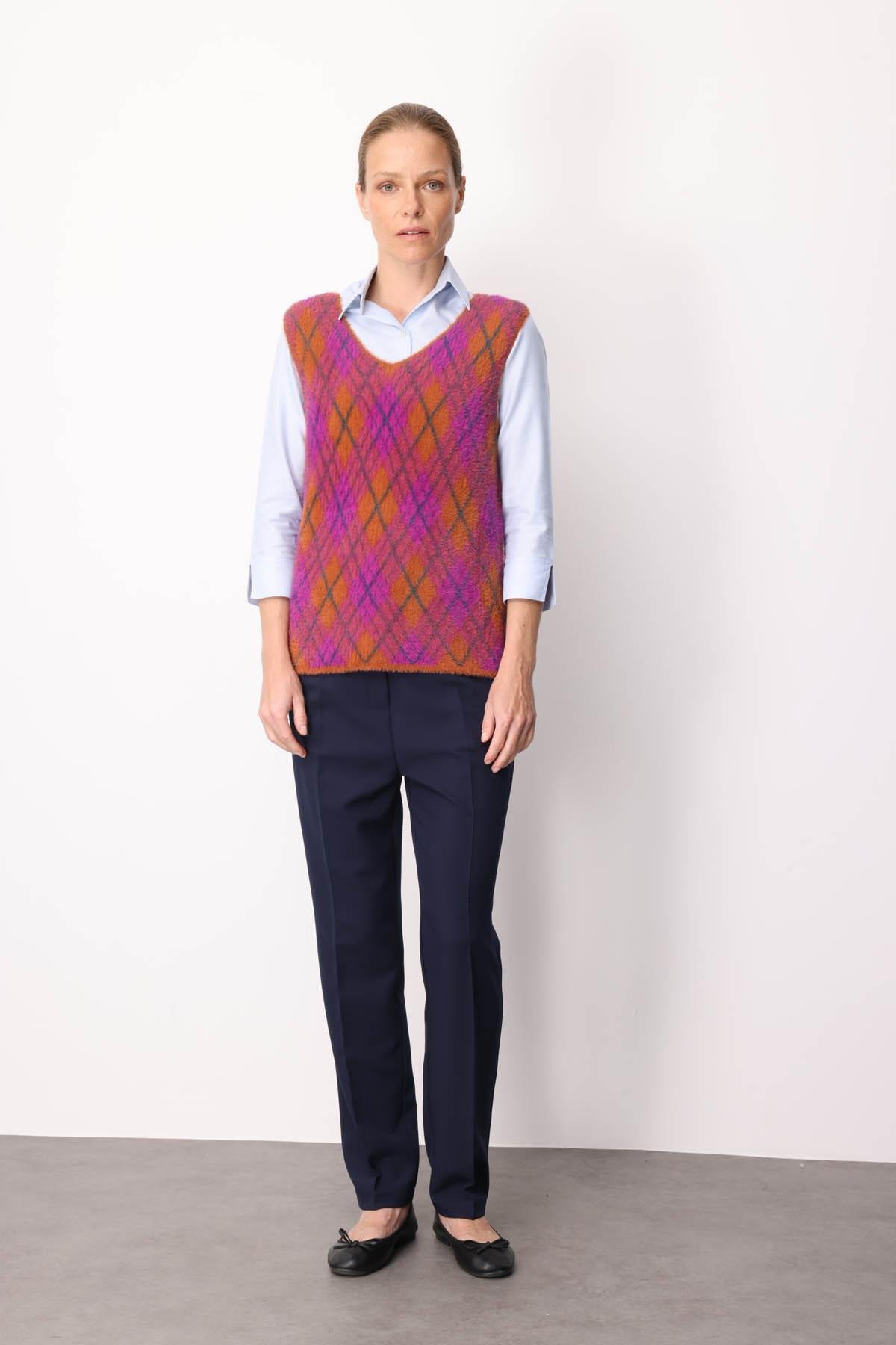 22266Kadın Baklava Desenli Süveter 7