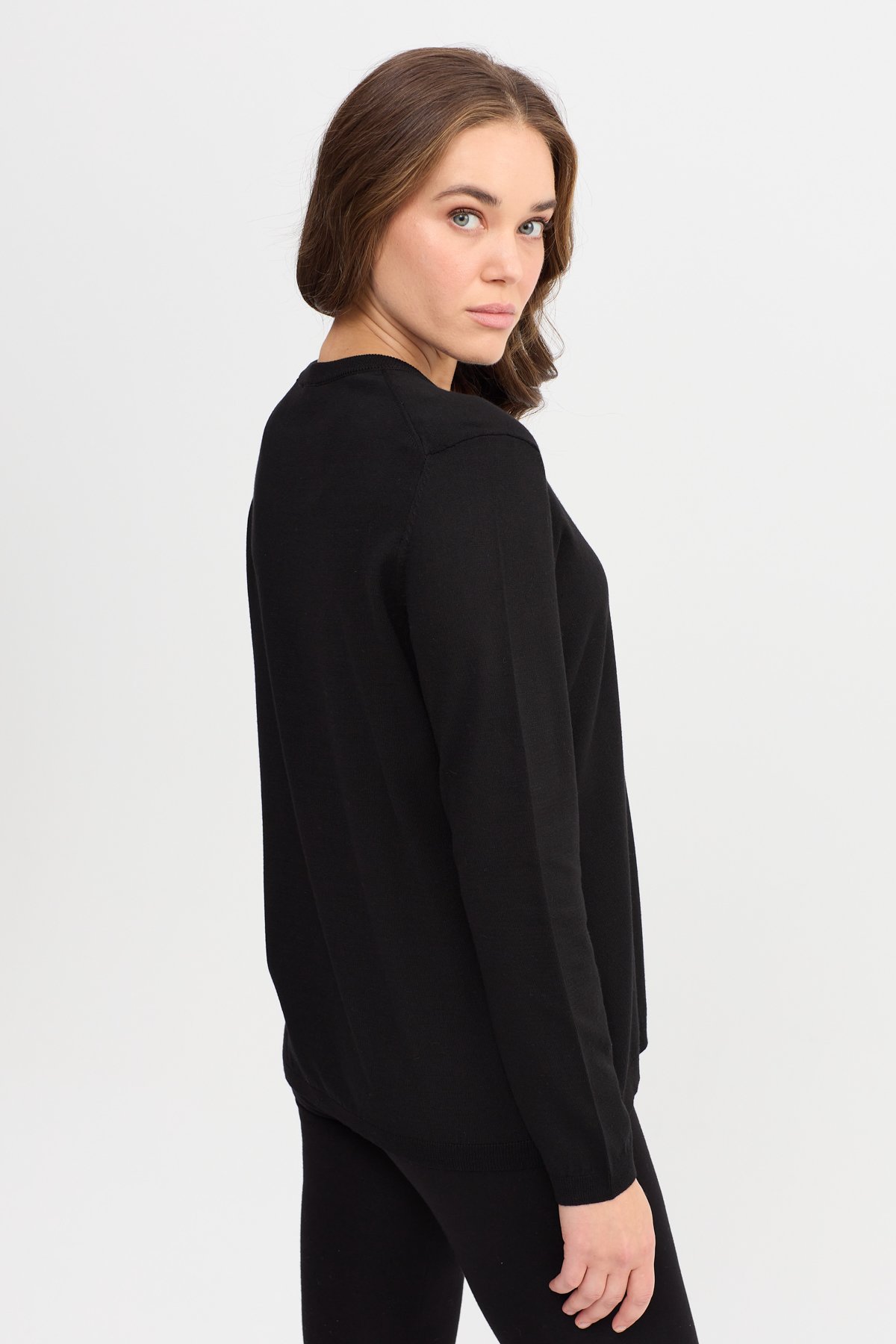 22308Kadın Basic Sıfır Yaka Kazak Siyah