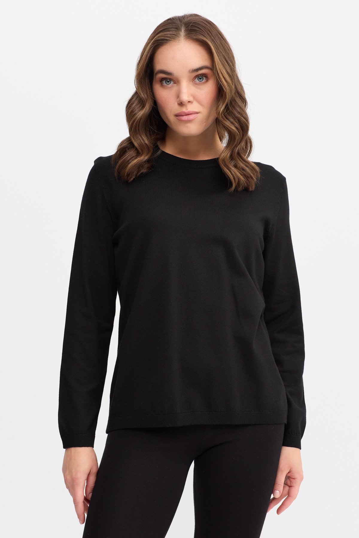 22308Kadın Basic Sıfır Yaka Kazak Siyah