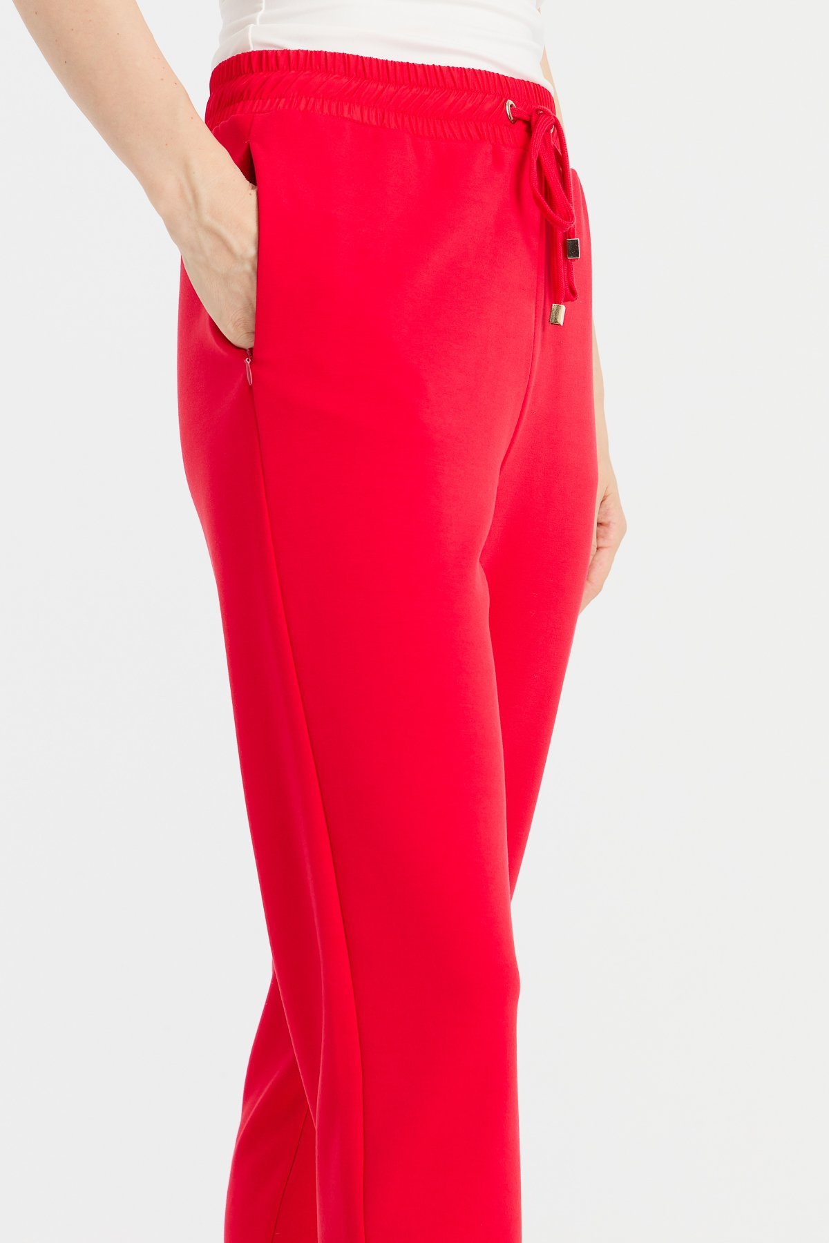 KMK23002Kadın Beli Bağcıklı Cepli Eşofman Pantolon Kırmızı