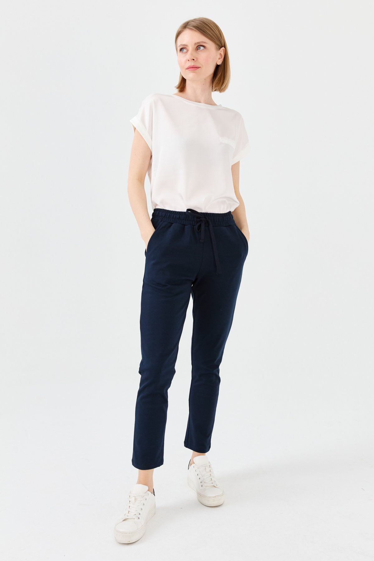 PTR EŞOFMANKadın Beli Lastikli Pantolon Lacivert