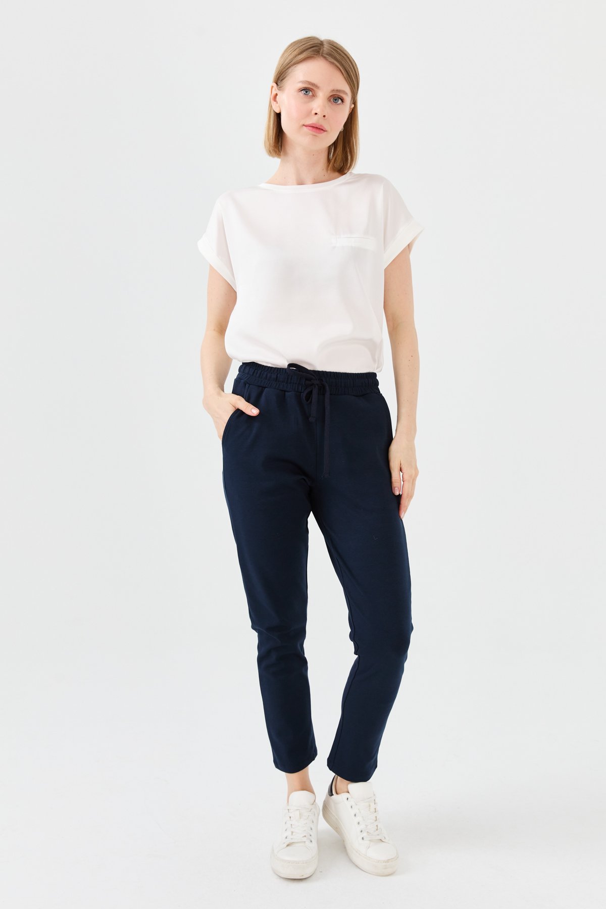 PTR EŞOFMANKadın Beli Lastikli Pantolon Lacivert