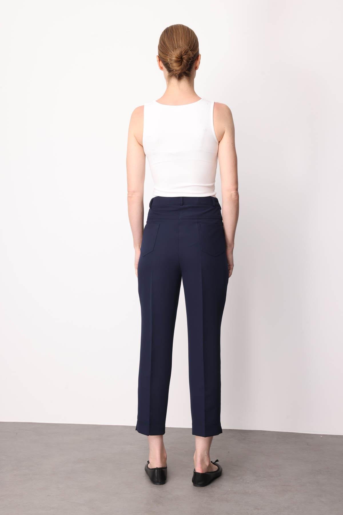 25911Kadın Beş Cepli Kumaş Pantolon Lacivert