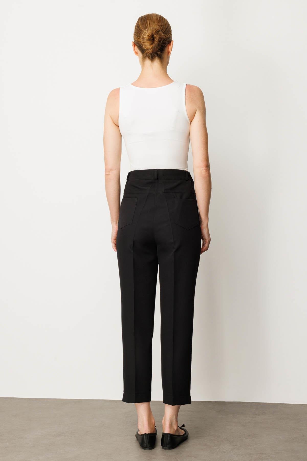 25911Kadın Beş Cepli Kumaş Pantolon Siyah