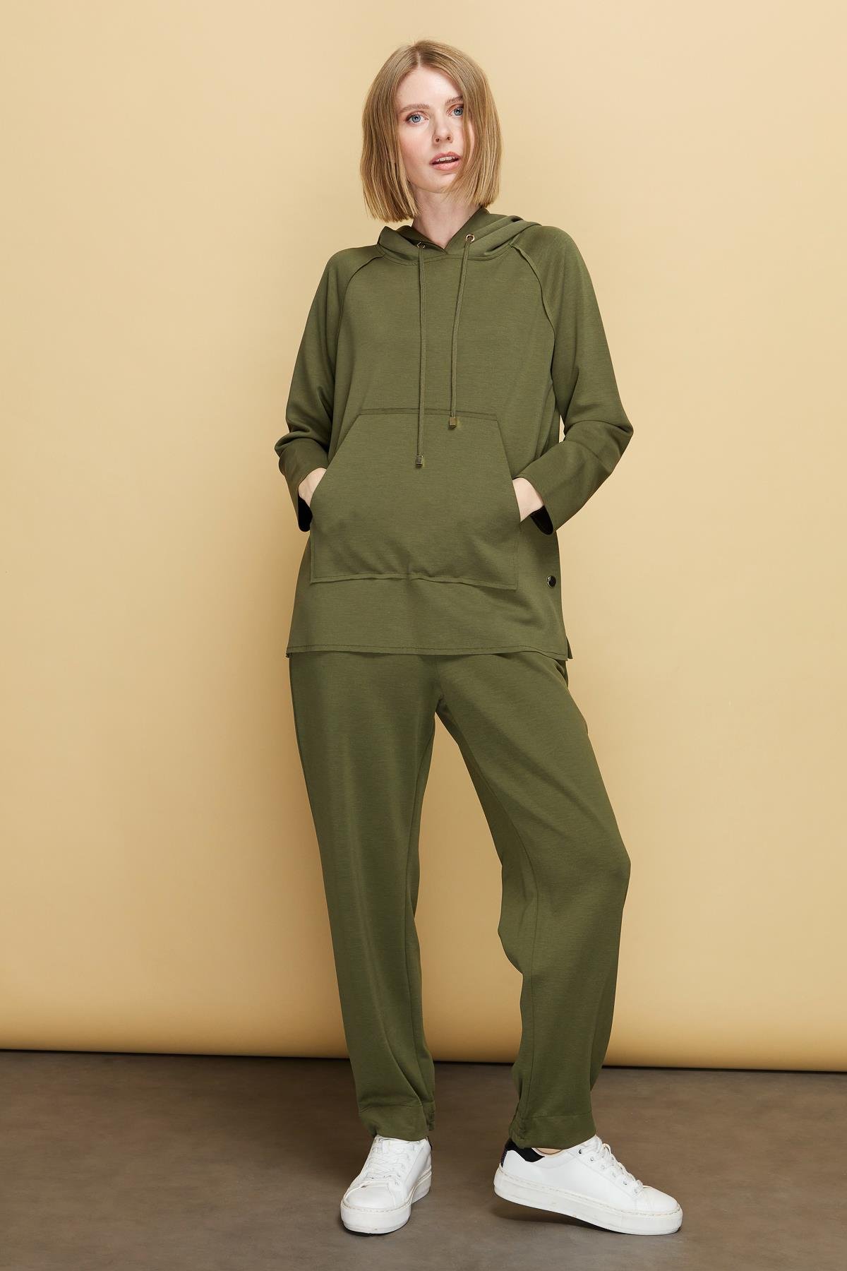 KMK23006Kadın Cepli Eşofman Pantolon Haki