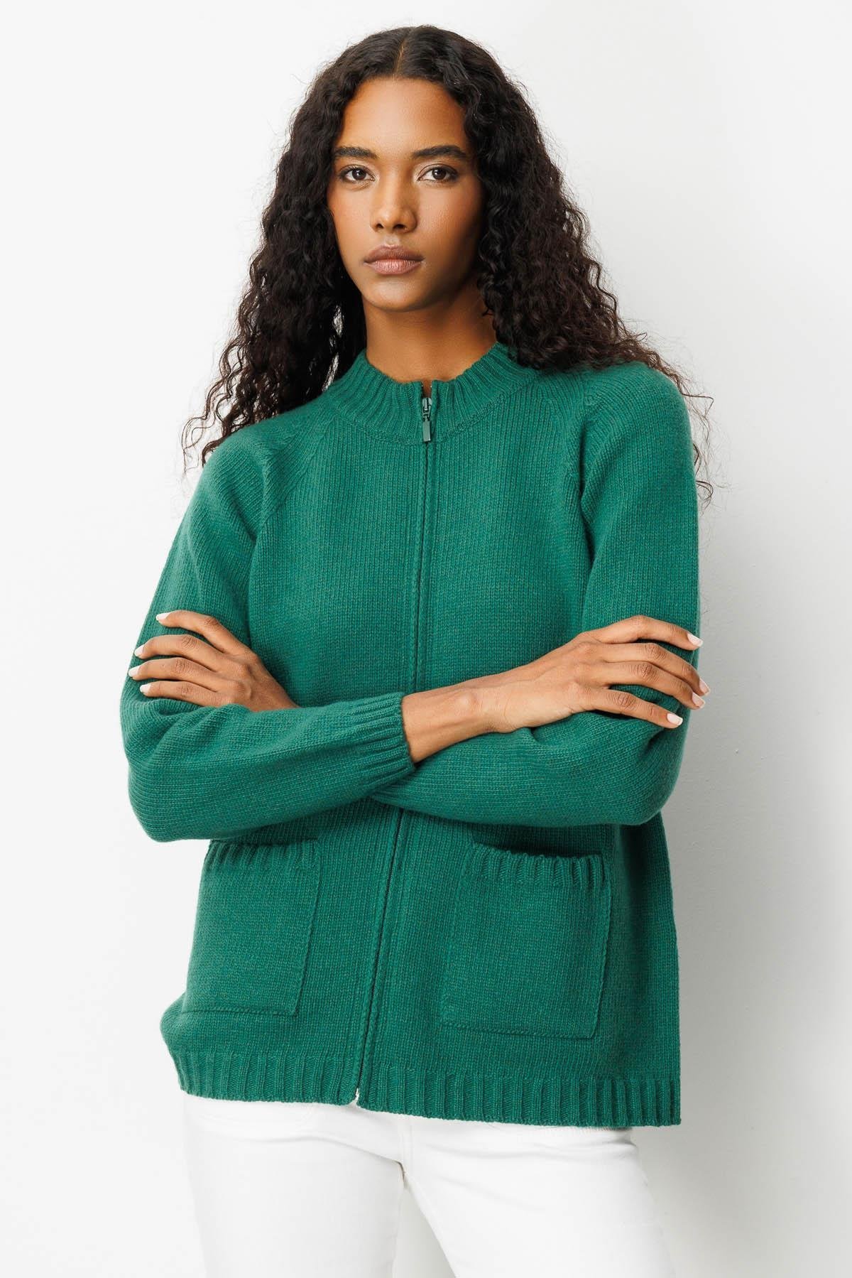 25170Kadın Dik Yaka Cepli Basic Yün Ceket Ö.Başı