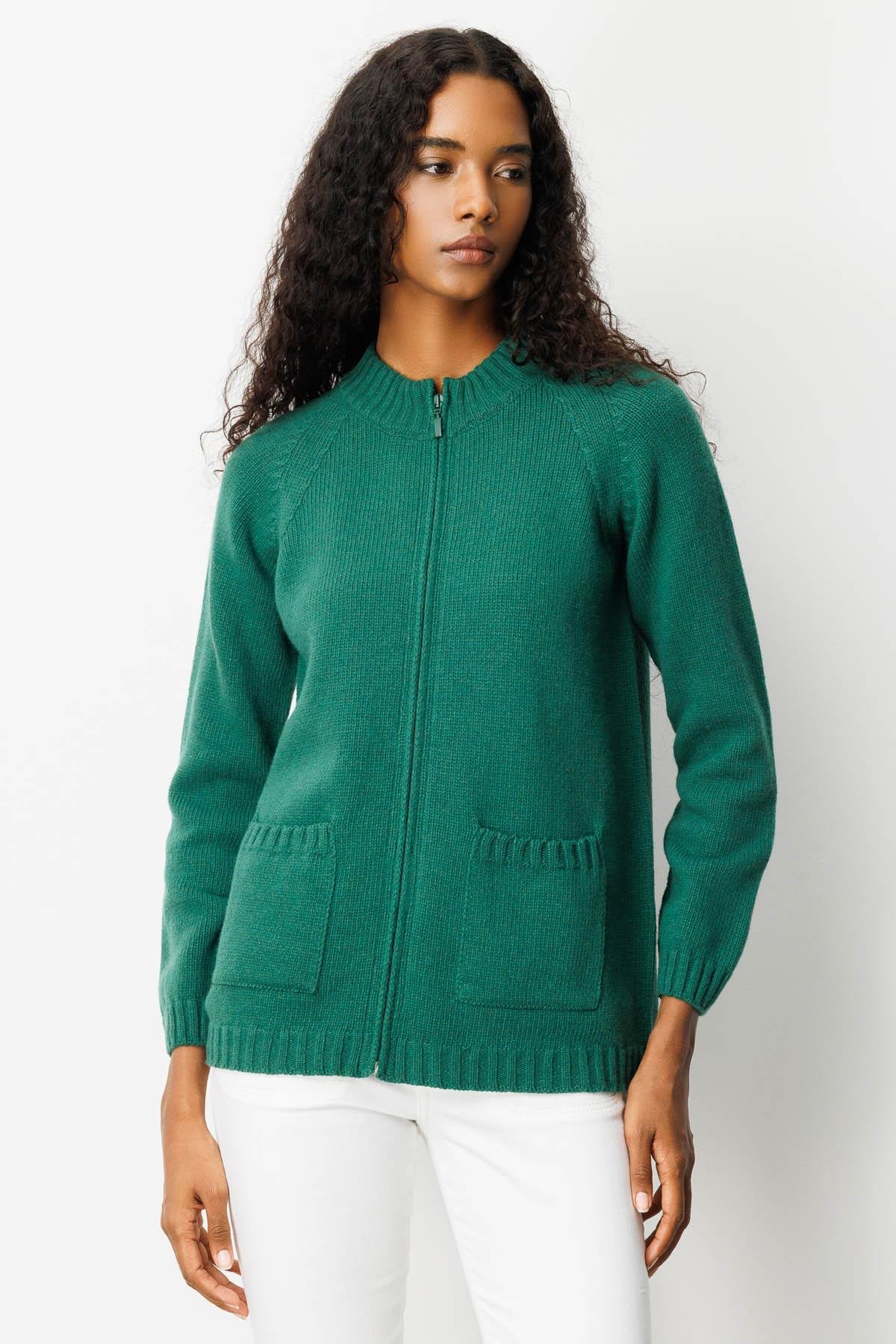 25170Kadın Dik Yaka Cepli Basic Yün Ceket Ö.Başı