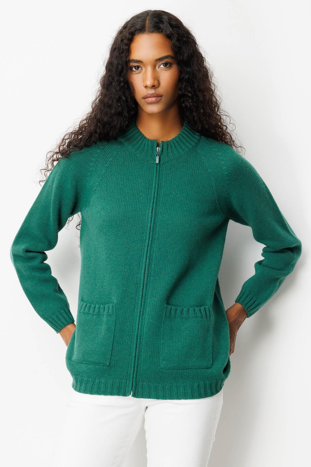 25170Kadın Dik Yaka Cepli Basic Yün Ceket Ö.Başı