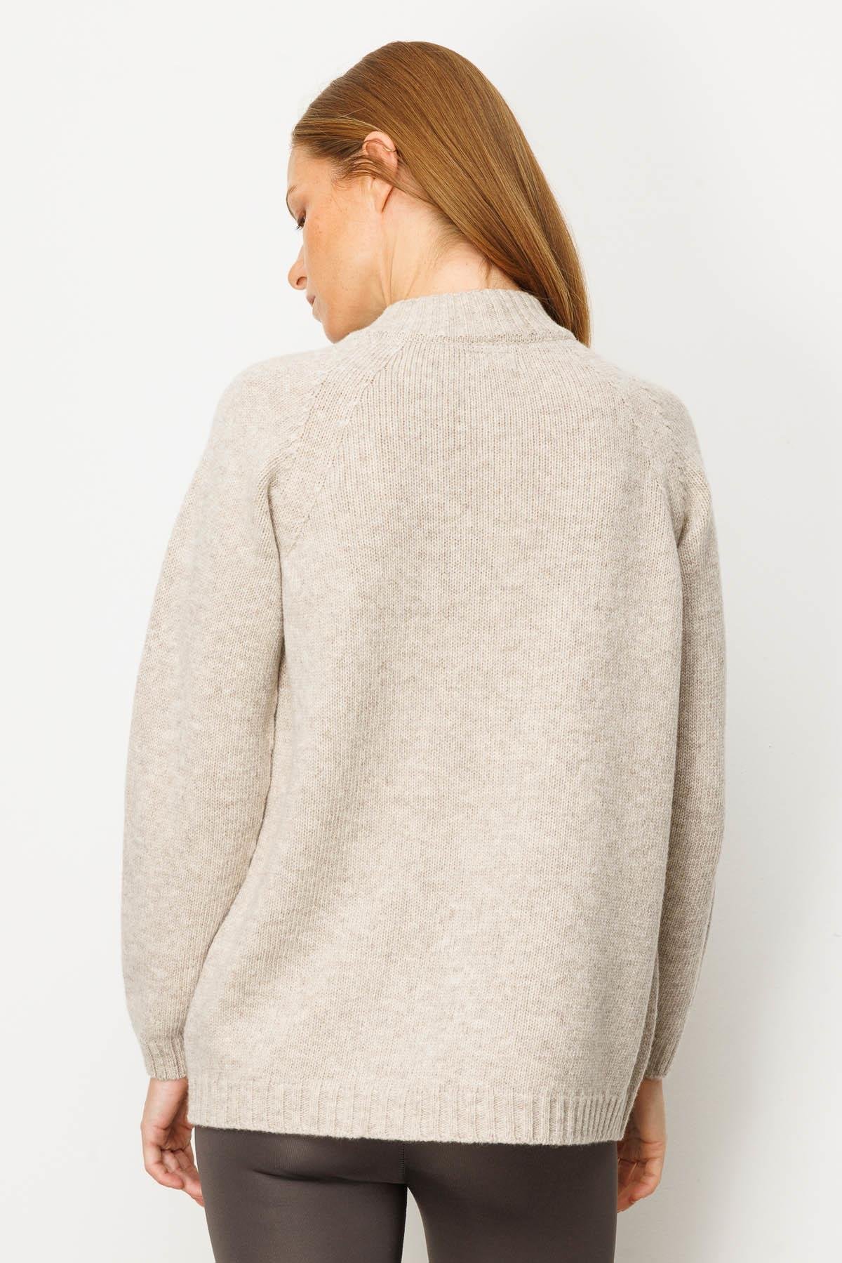 25170Kadın Dik Yaka Cepli Basic Yün Ceket V.Bej