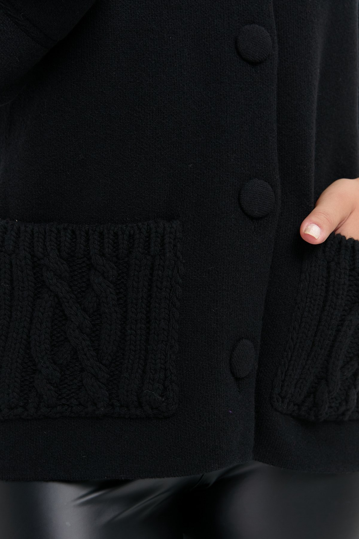 24046Kadın Dik Yaka Truvakar Kol Kısa Yün Ceket Siyah