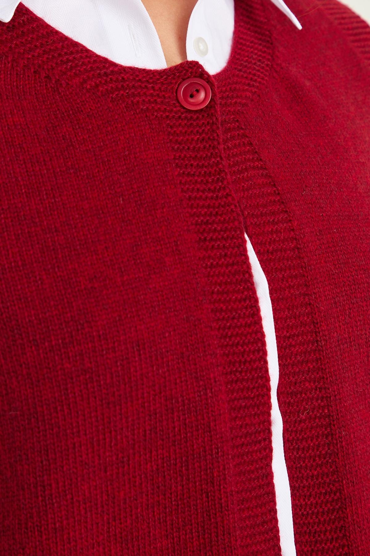 23225Kadın Eteği Çiçekli Püsküllü Yelek V.Kırmızı